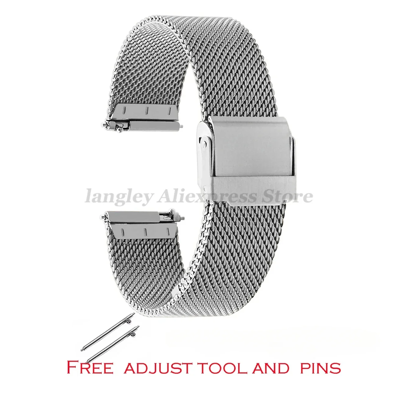 Sleek Stainless Steel Milanese Mesh Watch Strap - Versatile Sizes