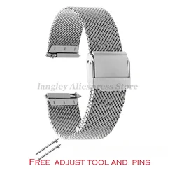 Sleek Stainless Steel Milanese Mesh Watch Strap - Versatile Sizes - 22mm (Silver)