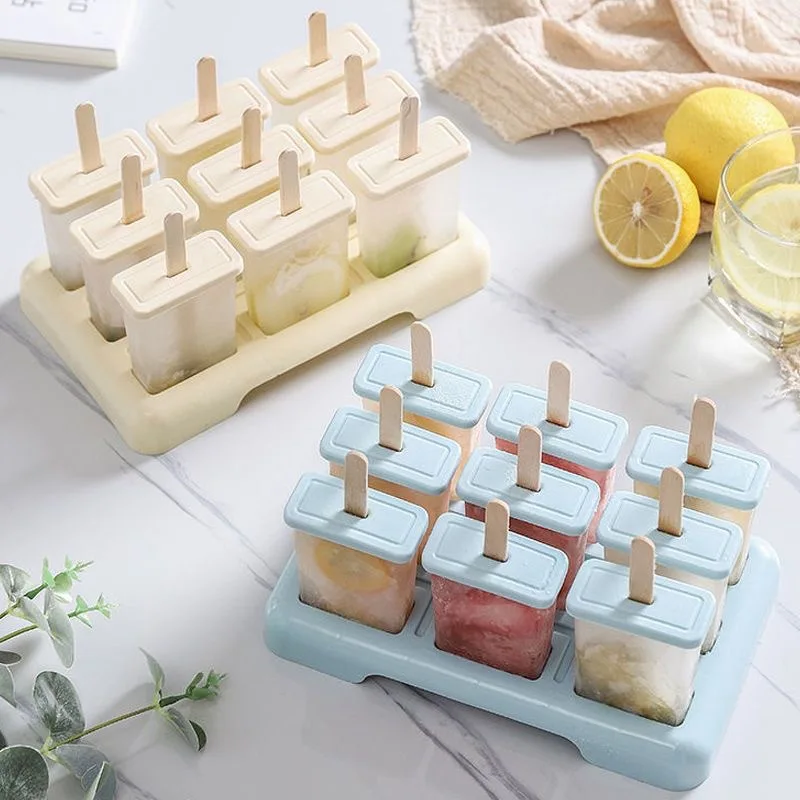 Ice Cream Mold 9 Ice Popsicle Mold Set Homemade Household Reusable Cream with Stick Creative Kitchen Accessories ice mold ice cream molds