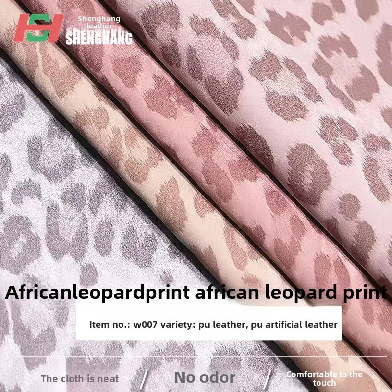 African Leopard Print Shearling PU Leather 0.85mm Flocking Bottom Cloth Artificial Leather Sports Shoes Bag Fabric