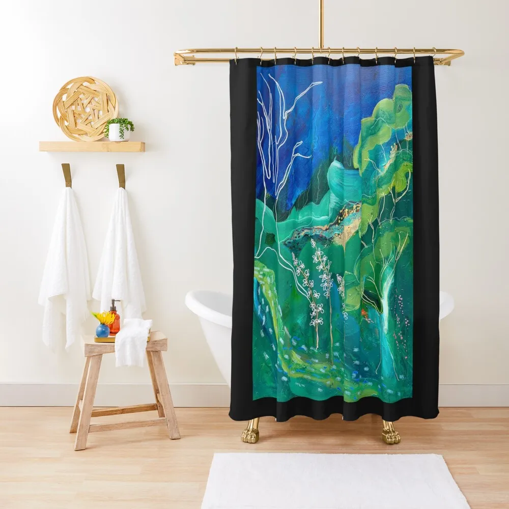 

Ghost Gums and Silver Sea abstract artwork by Lara Bardsley ART Shower Curtain Shower For Bathroom Curtain