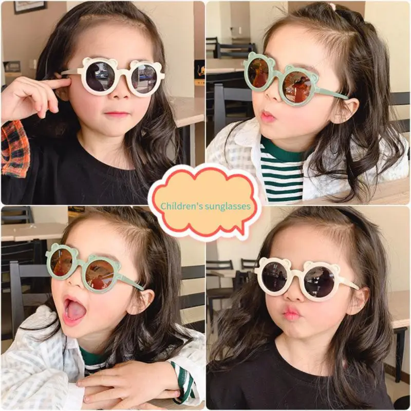 Kids Sunglasses Cartoon Bear Shape Children Sun Glasses Round Street