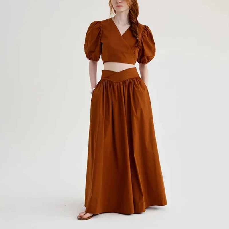 

Лето 2024, блузка, облегающая юбка, комплект из двух предметов, платье с вырезами