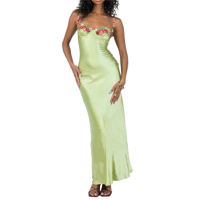 Lamuusaa-Robes Corset Sexy pour Femmes, Y2K, Coupe Basse, Satin, Bretelles Spaghetti, Batteries Fibrcon, Robes de Soirée
