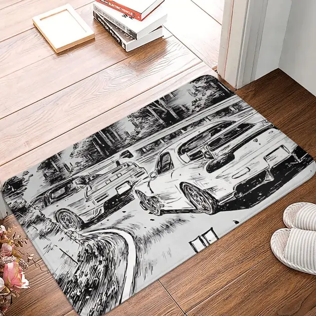 Kezdeti D Fürdőszoba Nem Csúszás Szőnyegen Manga Panel Rx7 Vs Nsx Napitor Mat Bevékény Kutatási Környezet Home Decortion Szőnyeg