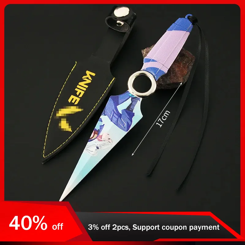 17cm Valorant Weapon Model JETT Kunai With Holster Toy Sword Cosplay Metal Weapon Game Peripheral Kids Toys Gifts for Boys