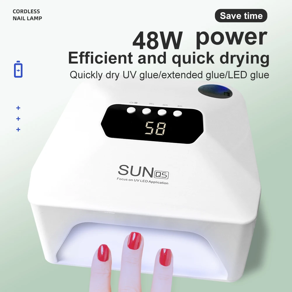 

UV LED Nail Light 48W Rechargeable Cordless Nail Light Nail Dryer Gel Polishing UV Nail Light Quick Drying Curing Salon Special