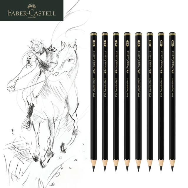 8 Pcs Faber-Castell Graphite Pitt Matt Pencil Set HB, 2B, 4B, 6B, 8B, 10B, 12B, 14B Sketching Drawing Artists’ Quality 1