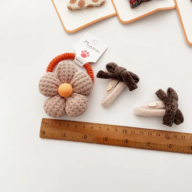 Cute Korean Coffee Fabric Wave Flower Party Hairpins Kawaii Costume Headband Hair Pin for Children Baby Girls Bangs BB Clip Gift