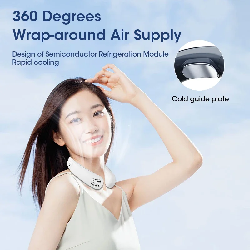 Portable Hands Free Wireless Neck Fan 4000mAh USB Rechargeable Bladeless 3-Speed Silent for Office Outdoor Travel