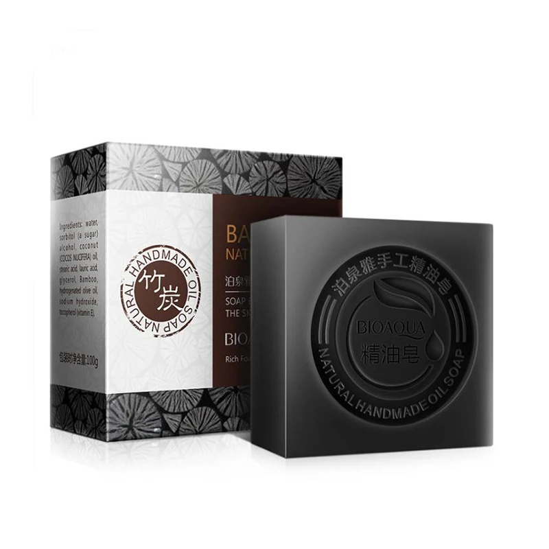 

2pcs Bamboo Charcoal Handmade Soap Africa Nigeria Skin Cleansing Bleaching Remove Darkness Oil-Control Essential Oil Body Soap