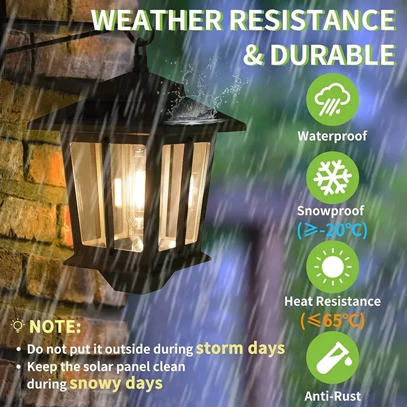 Outdoor solar wall lights, retro chandeliers, waterproof garden lights, porch environment lights 3