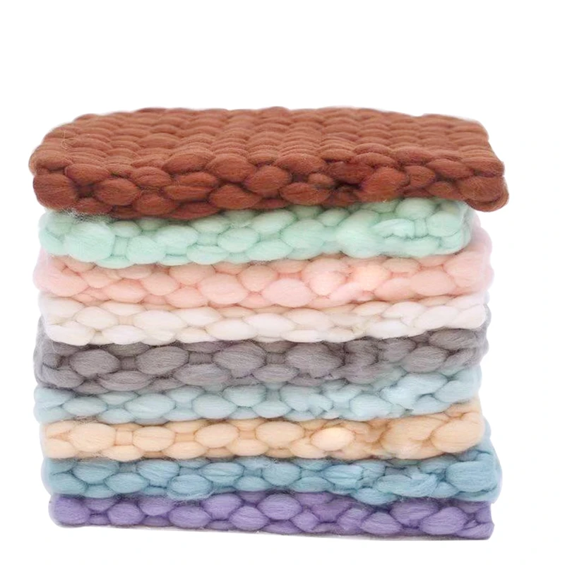

Wool Baby Blanket Newborn Photography Props Newborn Chuncky Layer Shooting Knitted Bump Blanket Newborn Photography Accessories