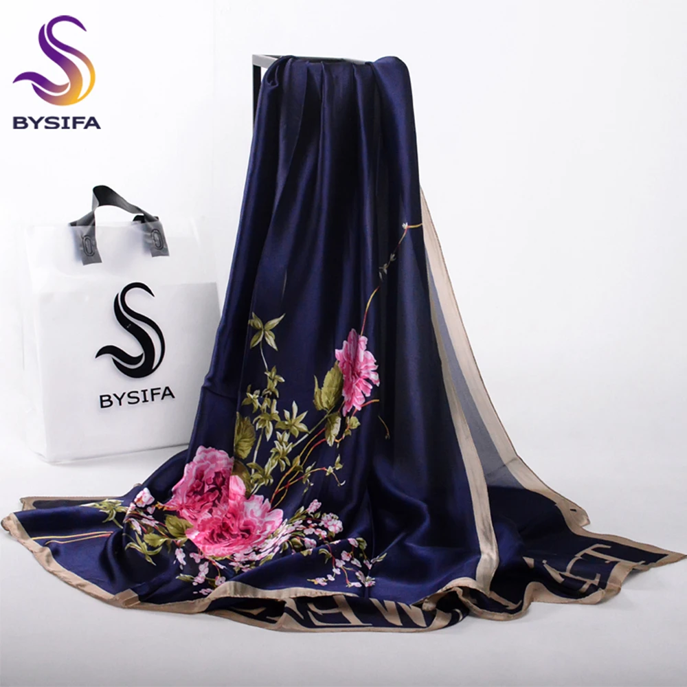 

BYSIFA | Розовый и серый шелковый шарф, шаль, дизайнерские зимние брендовые длинные шарфы с журавлем, палантины, летняя пляжная Шаль, Шарф