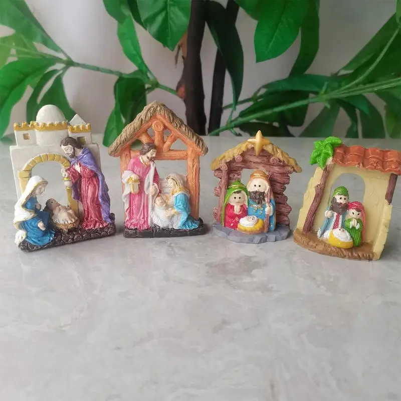 Resin Nativity Ornament Jesus Resin Statue Novelty Holy Family home Decors For Study Room Living Room Christmas Decoration