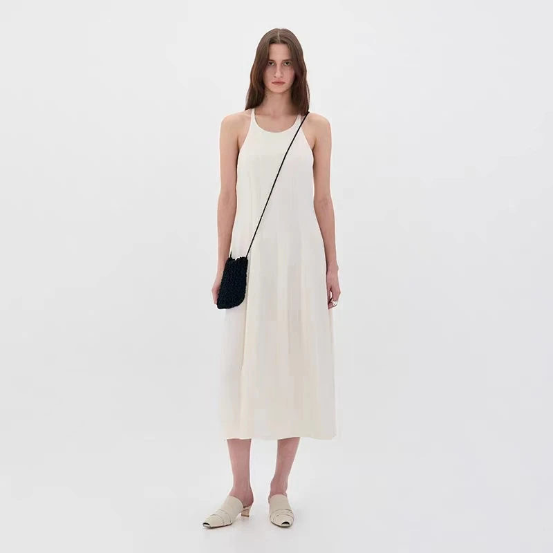 

Women Solid Color Waist Strap Dress 2023 Spring and Summer New Style