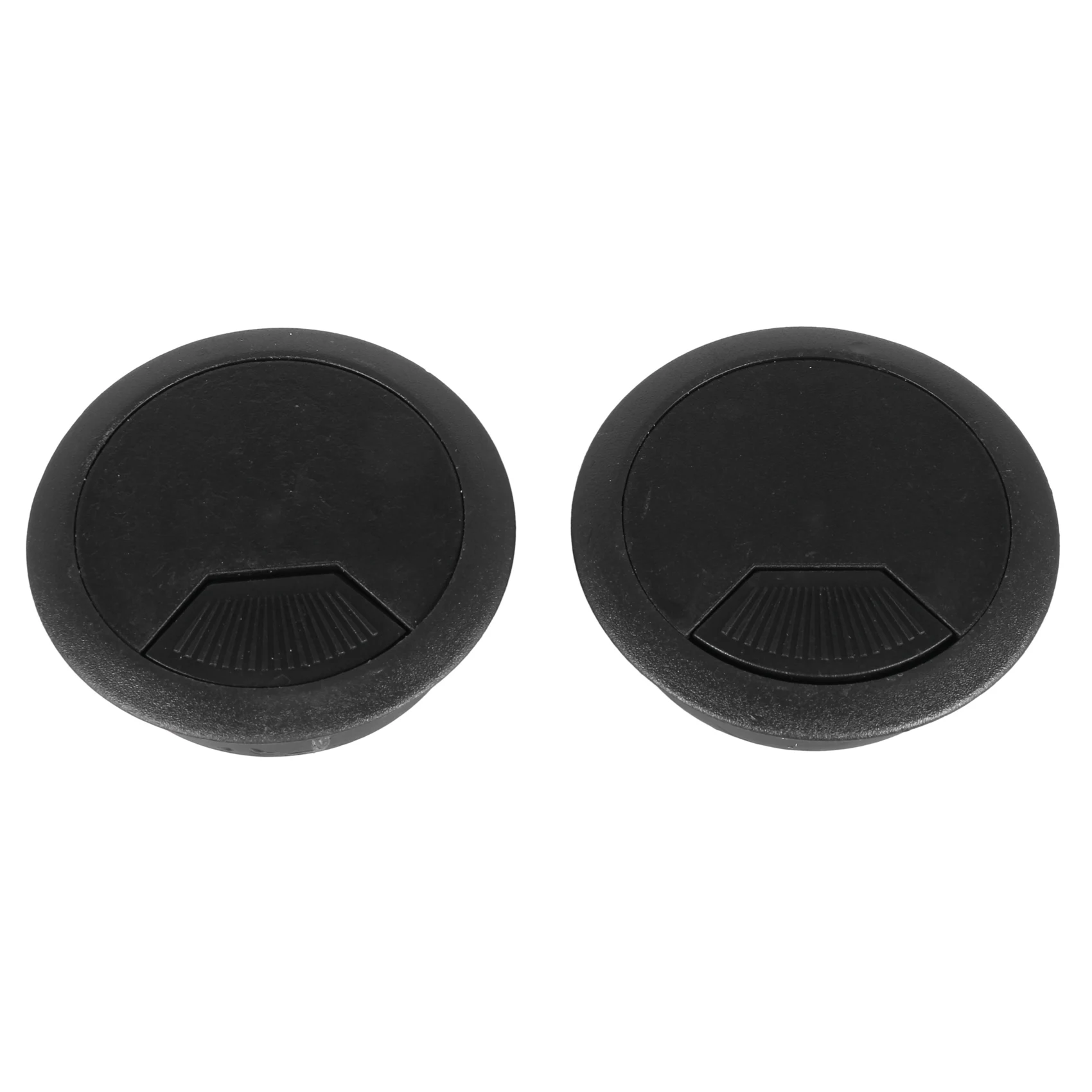 5 Pcs Black 70mm Dia Round Plastic Cable Hole Covers for Computer Desk