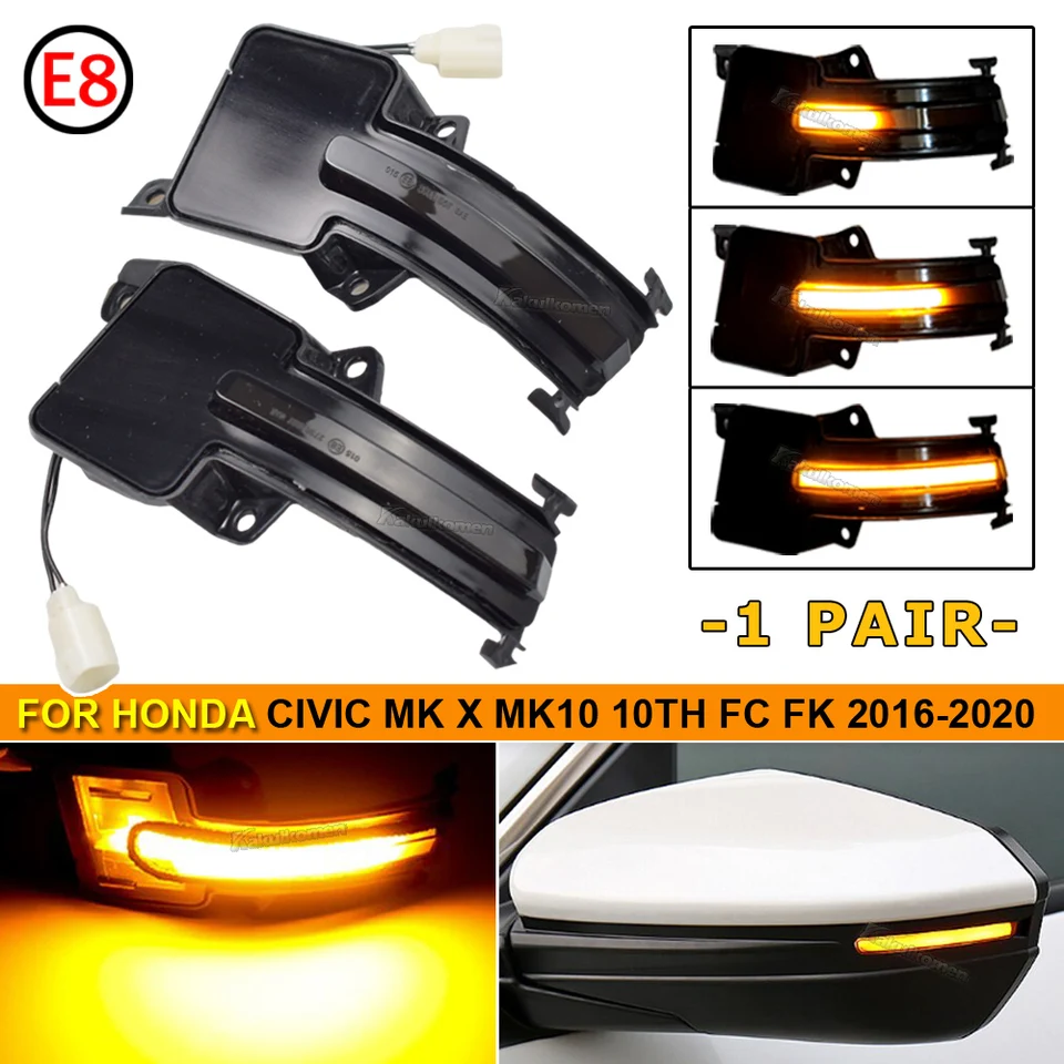 Frecce Dinamiche A LED Per Specchietti Honda Civic 10ª Gen 2016-2020 - Sequenziali - Confezione Da 2