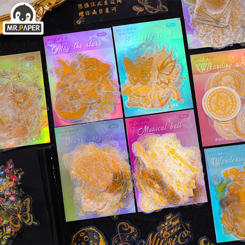 

Бумажные стикеры для домашних животных в винтажном стиле серии «бабочки» с горячим стемпингом, материал «сделай сам» для школьного дневника, коллажа, корейские канцелярские принадлежности