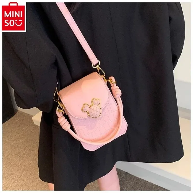 MINISO Disney Mickey Fashion Trendy One Shoulder Crossbody Bag Student High Quality Sweet Versatile Storage Phone Bag
