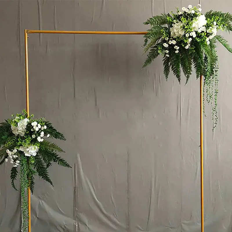 

2x1.5m Arch Garden Party Decor Frame Flower Balloon Gold Rectangular Rack Metal Wedding Backdrop Stand