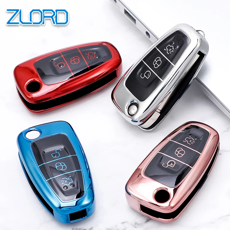 Tpu Car Folding Key Case Cover Bag Portachiavi Per Ford Focus C-Max S-Max Galaxy Mondeo Ranger Transit Tourneo Custom Protector