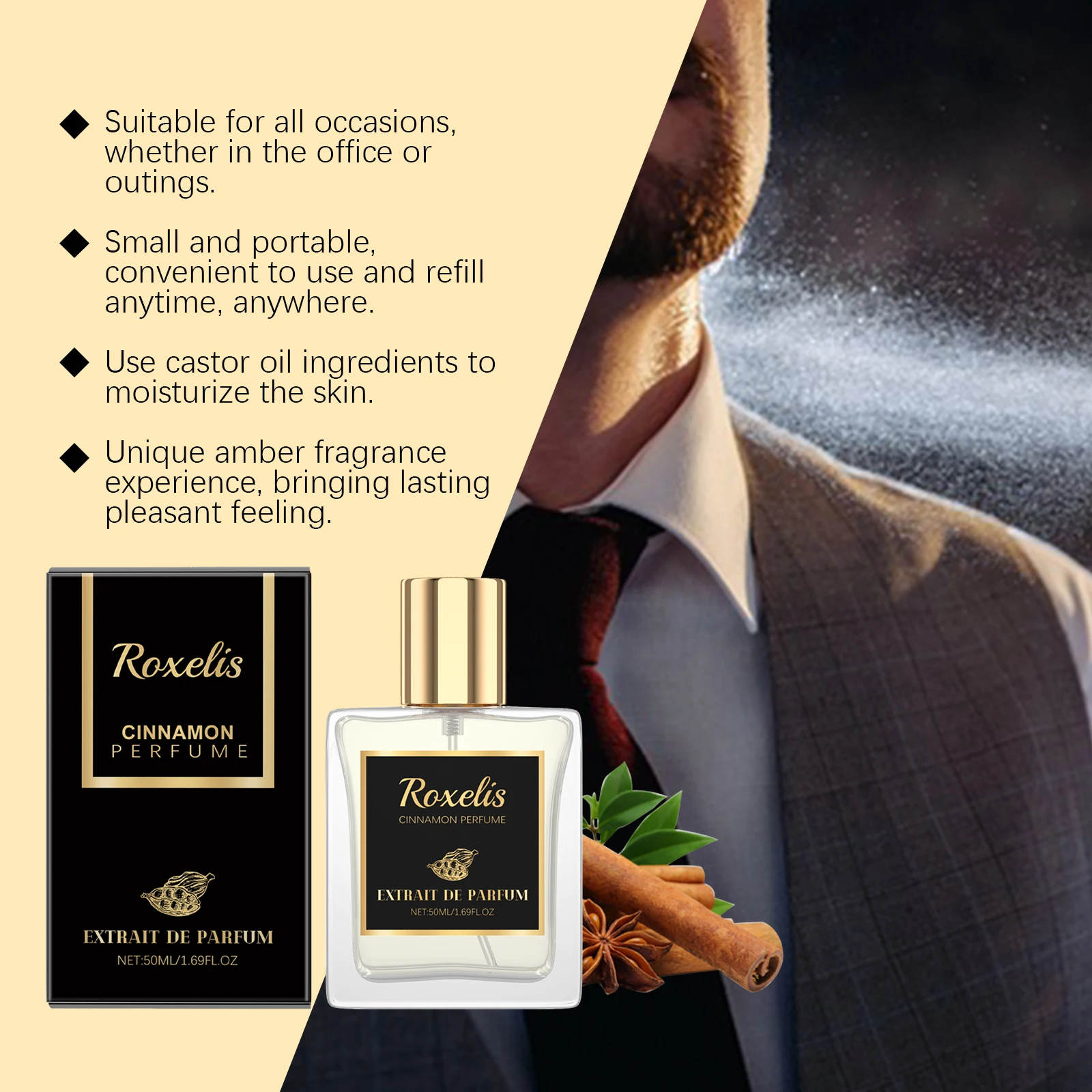 Roxelis Cinnamon Nutmeg Unisex Eau De Cologne Fresh Long Lasting_voghion.com