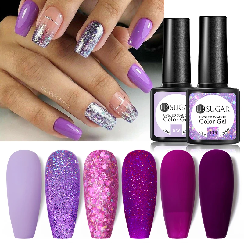 Heallor  Matte Gel Nail Polish Varnishes Hybrid Purple Glitter Color  Gel For Nails Varnish Soak Off Uv Gel Diy Nail Art - Nail Gel - AliExpress