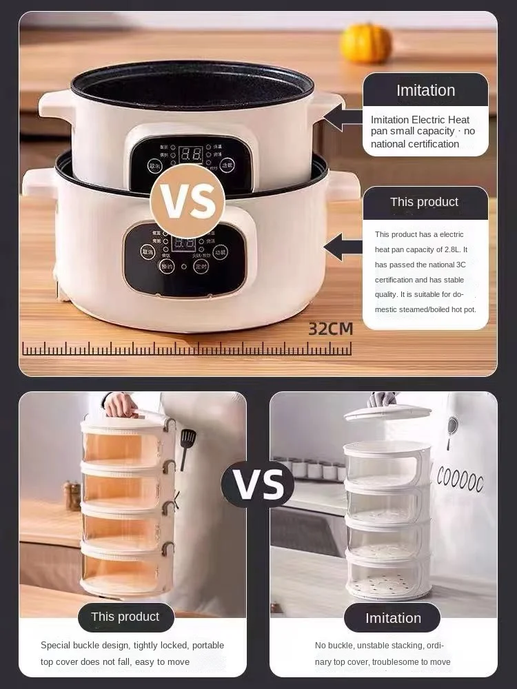 

Small Steamer Household Multi-Functional Insulated Vegetable Cover Small Steamer Small Electric Steamer Soup Pot Integrated
