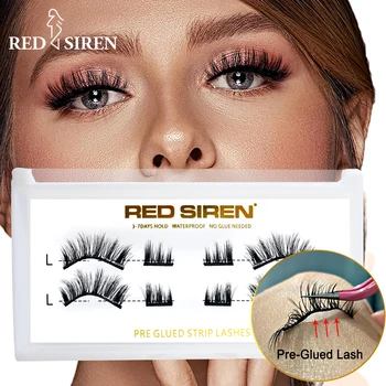 Self Adhesive Eyelashes 2Pairs/Pack No Glue Need Half Faux Mink Lashes Long Lasting Handmade Press On Natural Lashes Strips 1