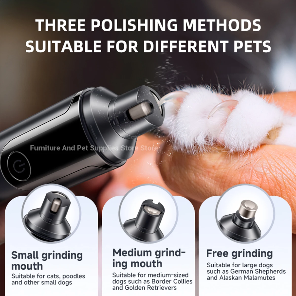 Electric Dog Nail Grinder Pet Nail Clipper USB Rechargeable Pet Nail Trimmers Painless with Polisher Wheel for Small/Large Pets 2