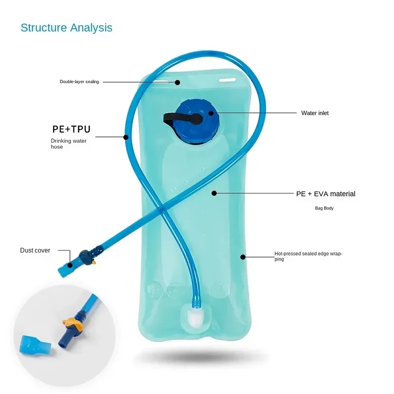 Water Bag 2L Sports Backpack Bicycle Riding Portable Food Grade Outdoor Drinking Camping