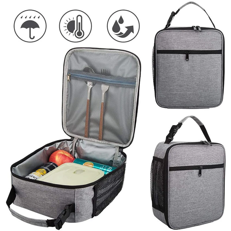 Oxford Cloth Square Lunch Box Bag Thermal Insulated Bento Pouch Outdoor Picnic Portable Cooler Bags for Women Men Children