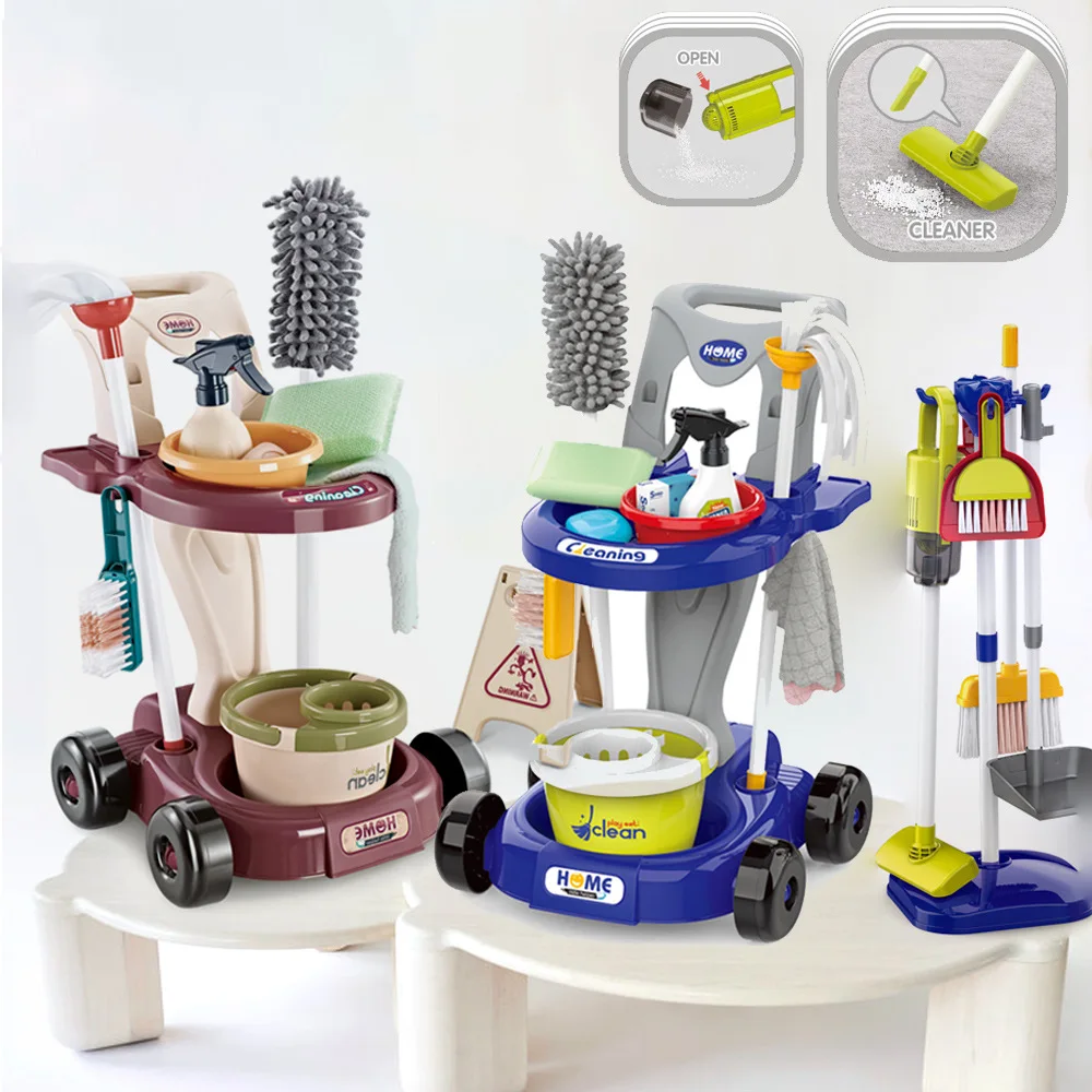 WizKidz Kids Cleaning Set a Pretend Housekeeping Set for Toddlers with Real Vacuum Broom and Other Educational Toys for Boy Girl 5