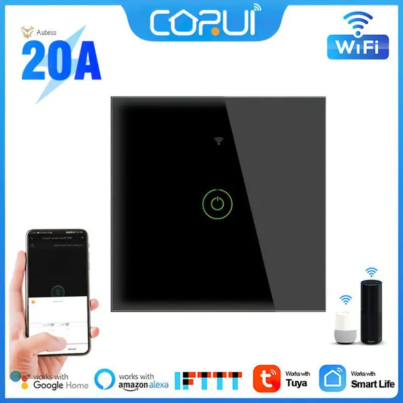 

Умный переключатель водонагревателя с таймером, настенный сенсорный выключатель с Wi-Fi, умный выключатель для умного дома, 20 А
