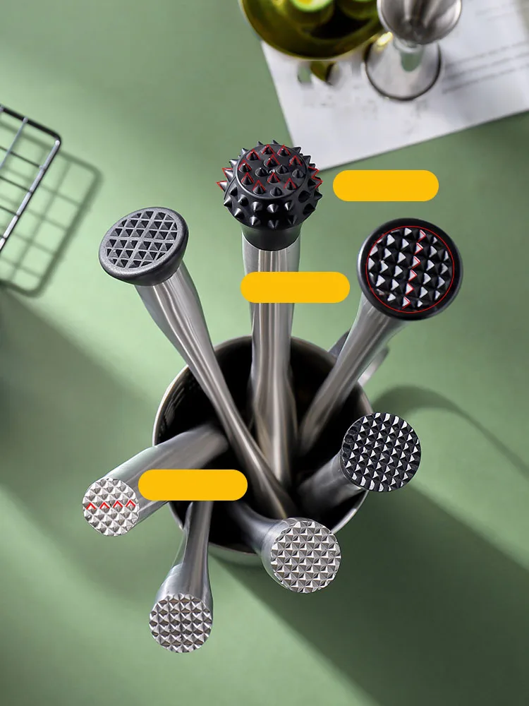 Stainless Steel Ice Crushing Popsicle Hammer Tamping Stick Cocktail Fruit Mash Juicing Lemon Tea Shop