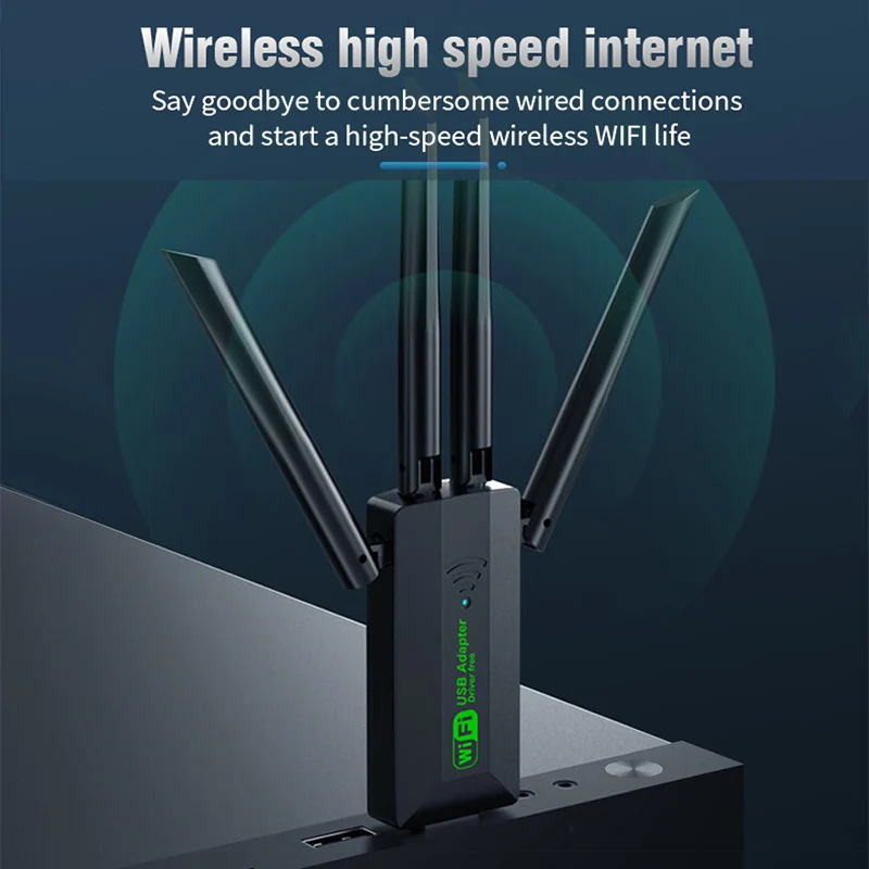 1200Mbps WiFi 어댑터 4 안테나 USB3.0 고속 무선 네트워크 카드 듀얼 밴드 2.4G/5Ghz Wi-Fi 동글 802.11AC For Win 10/11