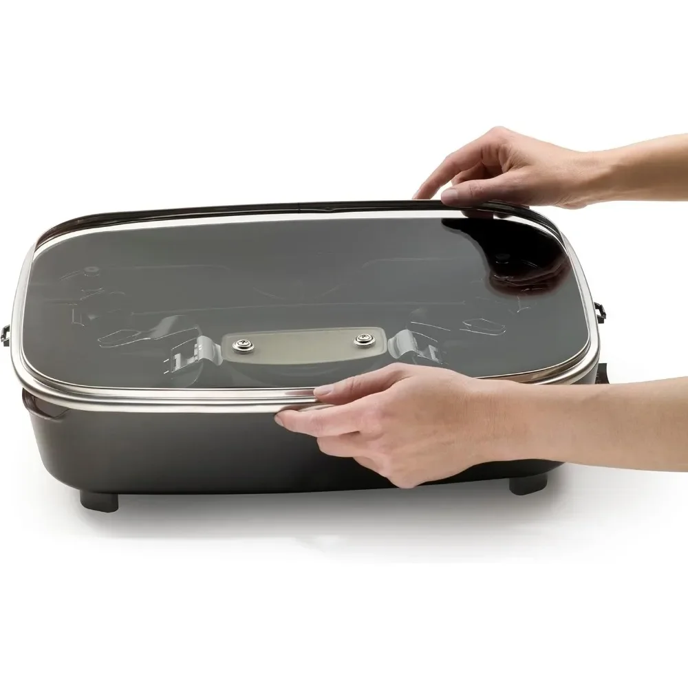 16-inch Electric Foldaway Skillet, Black,compact storage,deluxe nonstick surface,heat control removed,dishwasher safe 5