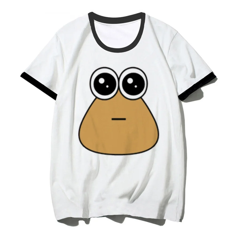 

Женские футболки Pou в стиле Харадзюку, летняя футболка для девочек y2k, уличная одежда с графическим принтом