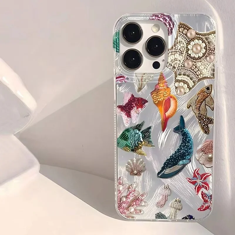 Marine Life Jellyfish Clear Luster Feather Phone Case
