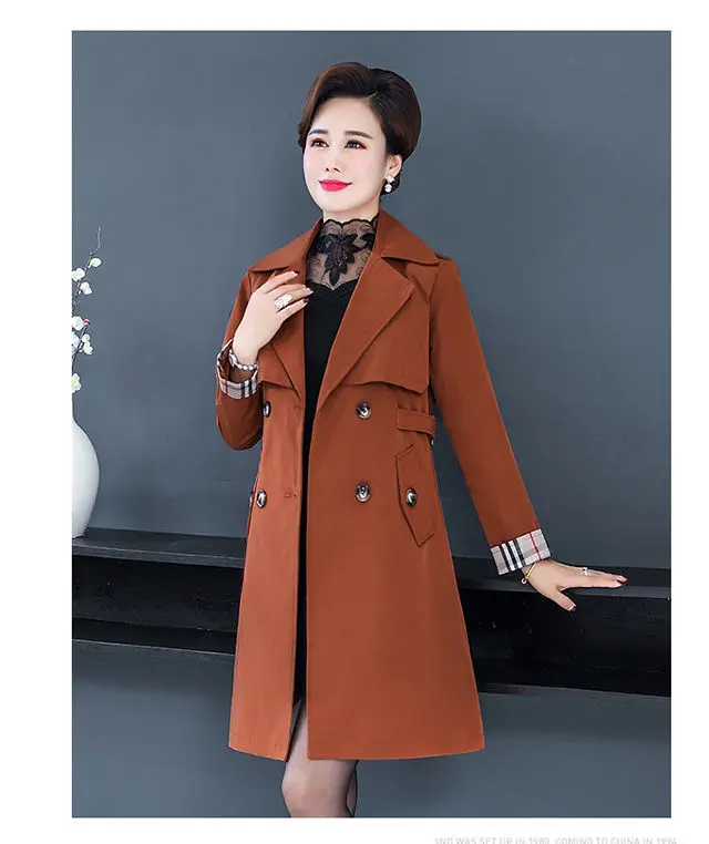 long black puffer Middle-age Elderly Spring Autumn Coat 2022 New Women Autumn Mid-length Trench Coat Women Loose Plus Size 5XL Windbreaker Jacket down coats & jackets