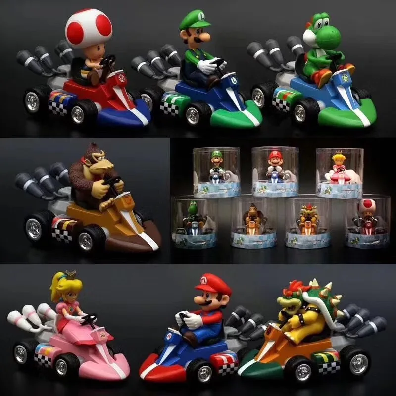 Super Mario Bros Toys Pull Back Car Anime Mario Yoshi Luigi Bowser Wario Waluigi Cartoon Kids Toys For Children Regali Di Compleanno
