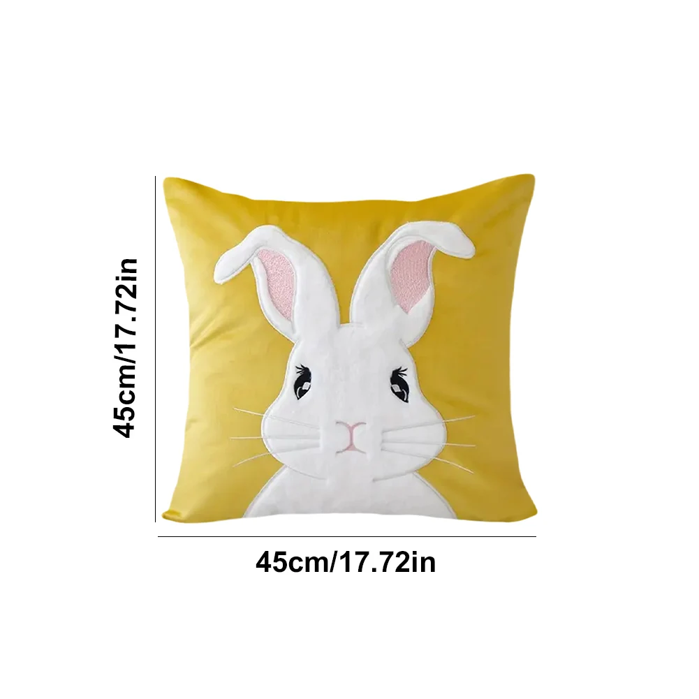 New Easter Rabbits Pillow Cover 45x45cm Easter Bunny Faux Fur Pillow Case Rabbit Pattern Decoration Pillowcase Throw Pillow Case