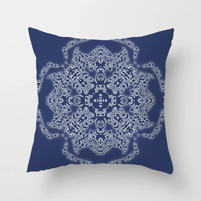 

Blue pattern Geometry Cushion Cover Small Throw Pillow CasePillowcase Sofa Cover Square 45cmx45cm