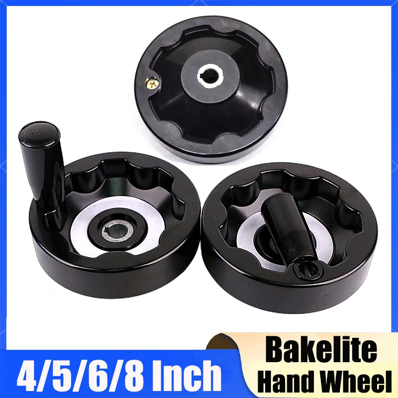 1Pcs 접이식 내부 골판지 핸드휠 4/5/6/8 인치 밀링 선반 CNC 핸드 휠 베이클라이트 웨이브 라운드 100/125/160/200mm