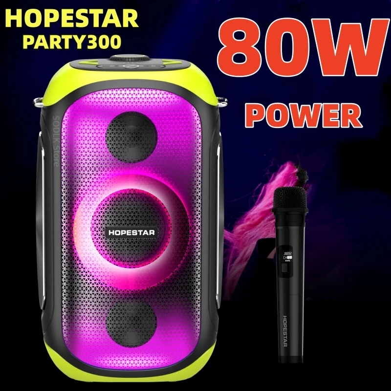 HOPESTAR-altavoz de alta potencia para fiestas, columna inalámbrica de 80W, luz RGB, caja de sonido para Karaoke, Subwoofer, Bluetooth, 300 - AliExpress