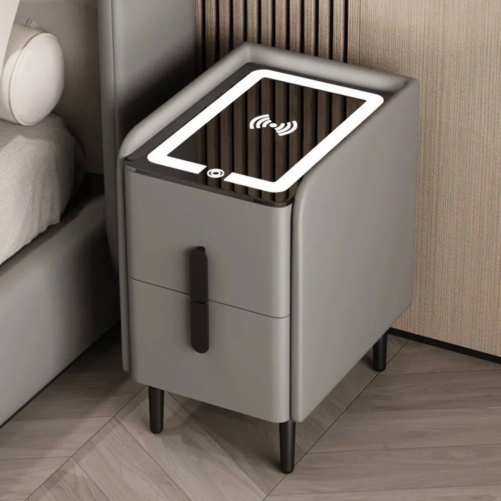 Nightstands Set Intelligent Bedside Table With Wireless USB Charging Multifunctional Simple Bedsides Cabinets Luxurious Bedside Storage Cabinet