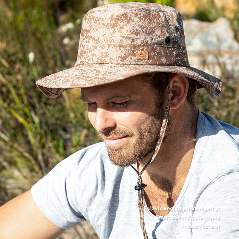 Naturehike Foldable Camo Bucket Hat Sun Protection Adjustable Chin Strap Camouflage Color Cowboy Sun Hat Stylish Fishing Cap