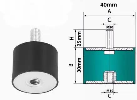Rubber Shock Absorber Cushion with Anti-Slip Isolation and Dual-Thread Design
