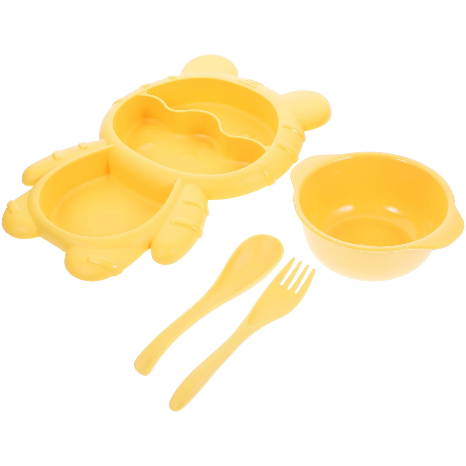 

Snack Serving Plate for Baby Spoons Divided Kids Toddler Dinner Plates Food Cutlery Set